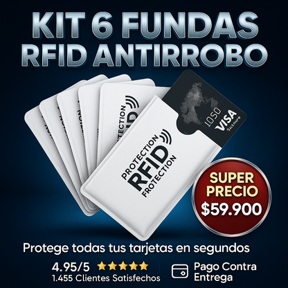 ¿Sabías que pueden clonar tus tarjetas sin tocarlas? 😱 Kit x6 Protectores Antirrobo RFID