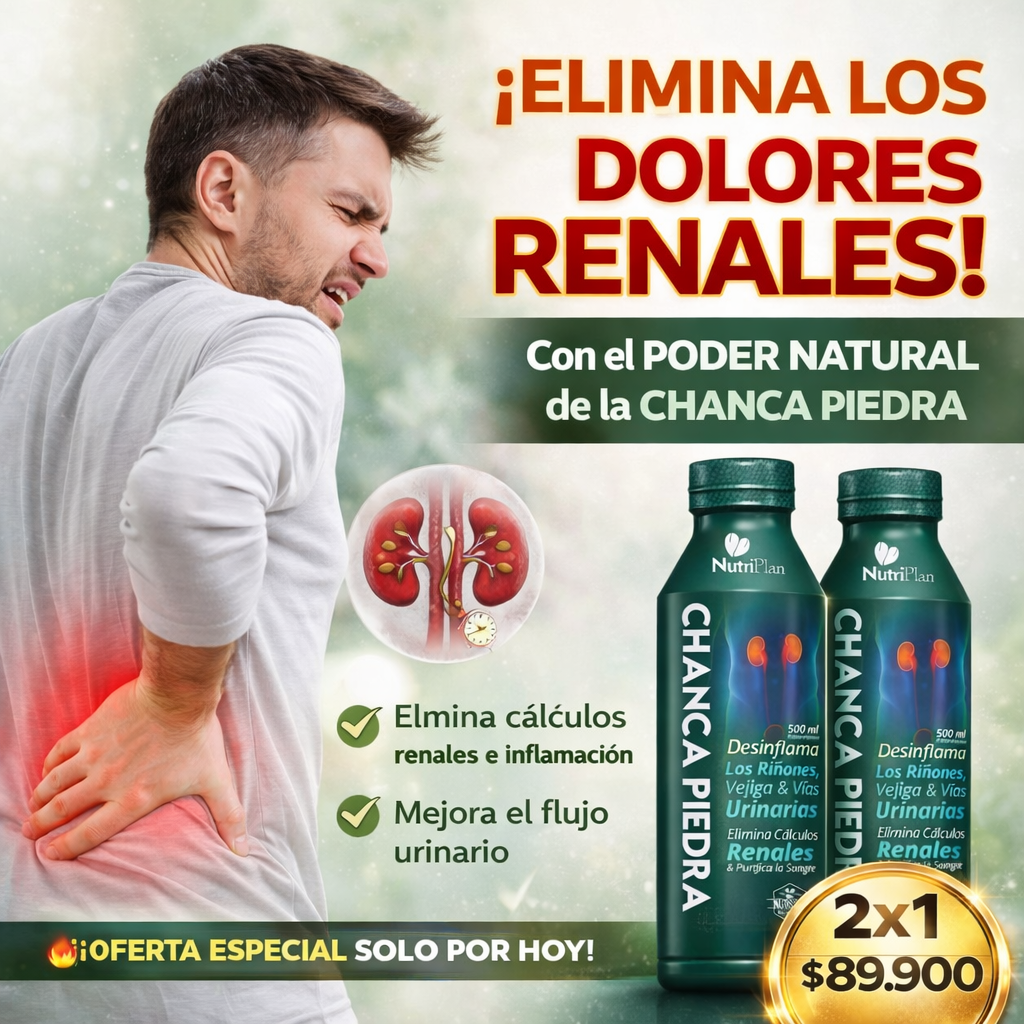 Llévate 2x1 Chanca Piedra NutriPlan: El apoyo perfecto para tus riñones y vías urinarias.